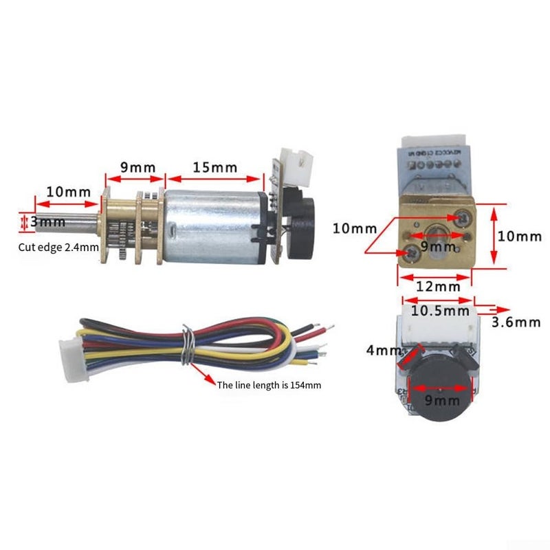Dual Pack Lightweight 6V DC Encoded Motors 300RPM For GA12 N20 Hobby Projects - Image 4